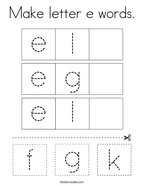 Make letter e words Coloring Page