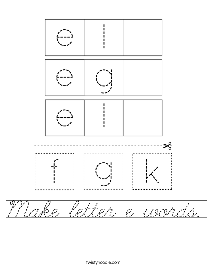 Make letter e words. Worksheet