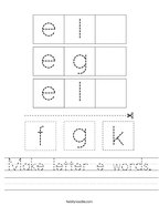 Make letter e words Handwriting Sheet