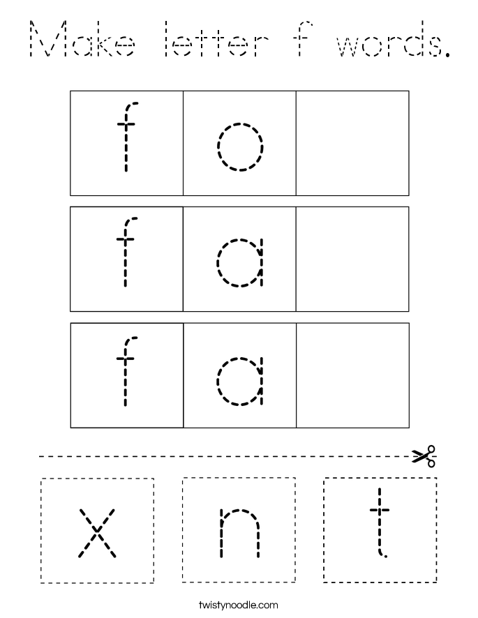 Make letter f words. Coloring Page