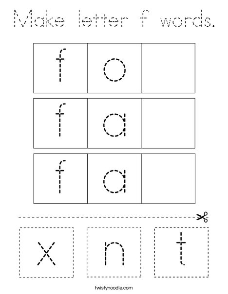 Make letter f words. Coloring Page