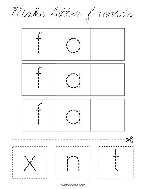 Make letter f words. Coloring Page
