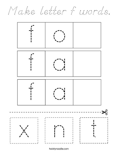 Make letter f words. Coloring Page