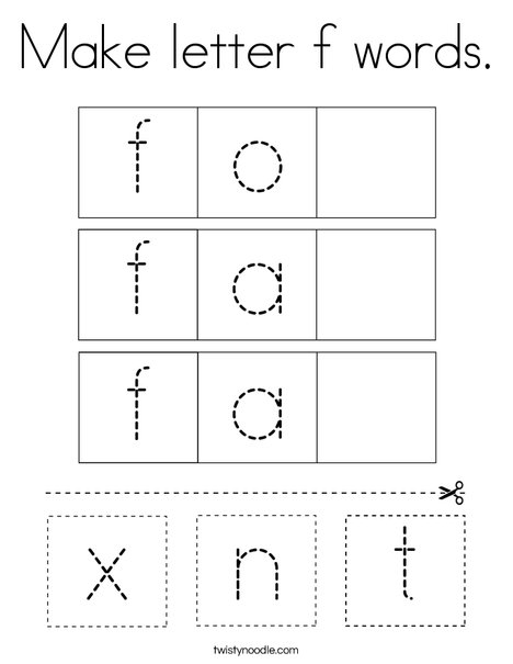 Make letter f words. Coloring Page