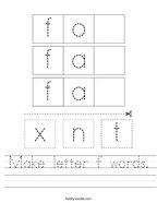 Make letter f words Handwriting Sheet