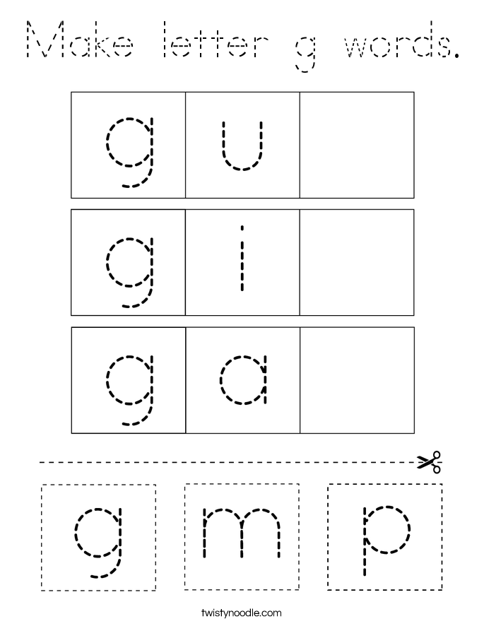 Make letter g words. Coloring Page