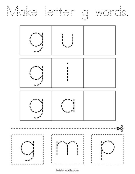 Make letter g words. Coloring Page