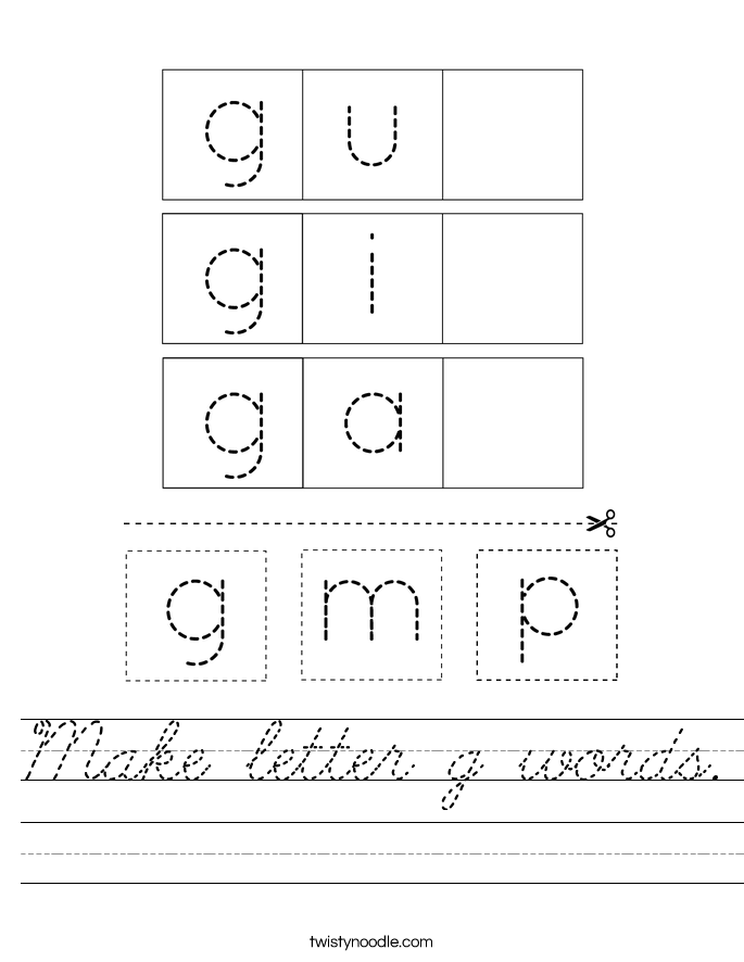 Make letter g words. Worksheet