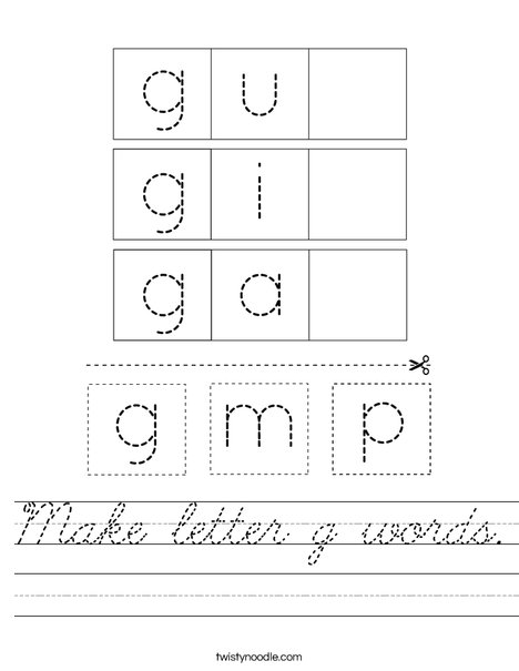 Make letter g words. Worksheet
