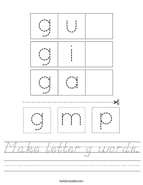 Make letter g words. Worksheet