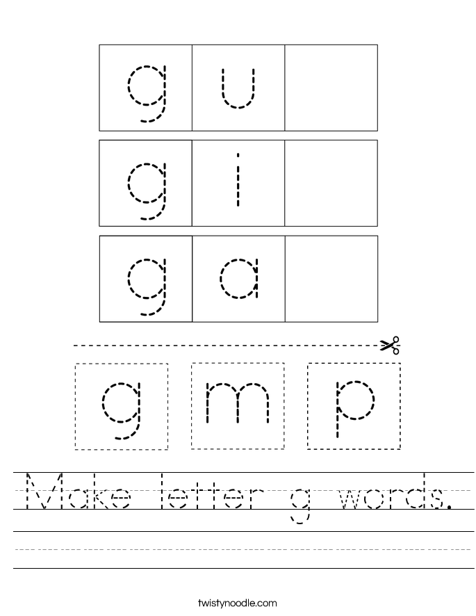 Make letter g words. Worksheet