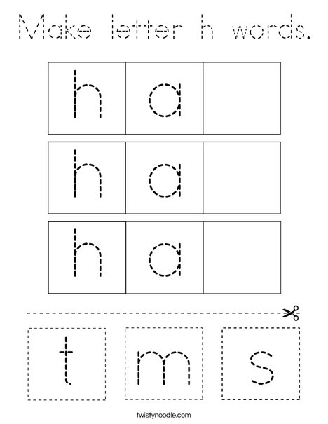 Make letter h words. Coloring Page