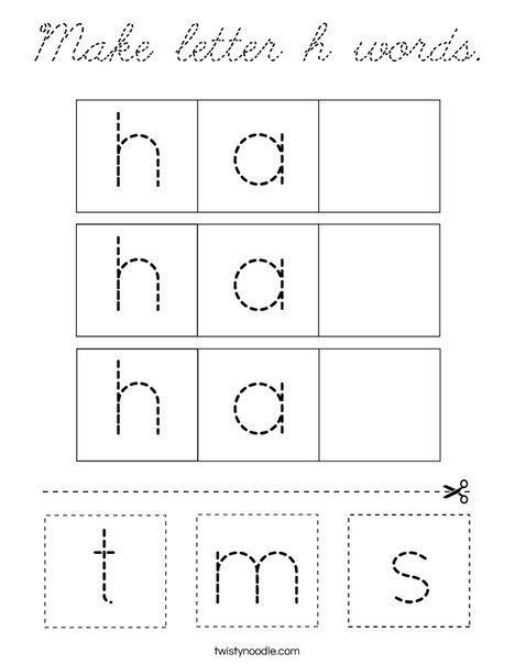 Make letter h words. Coloring Page