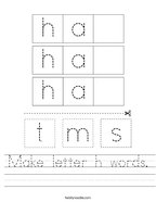 Make letter h words Handwriting Sheet