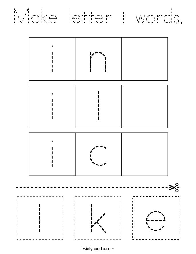 Make letter i words. Coloring Page