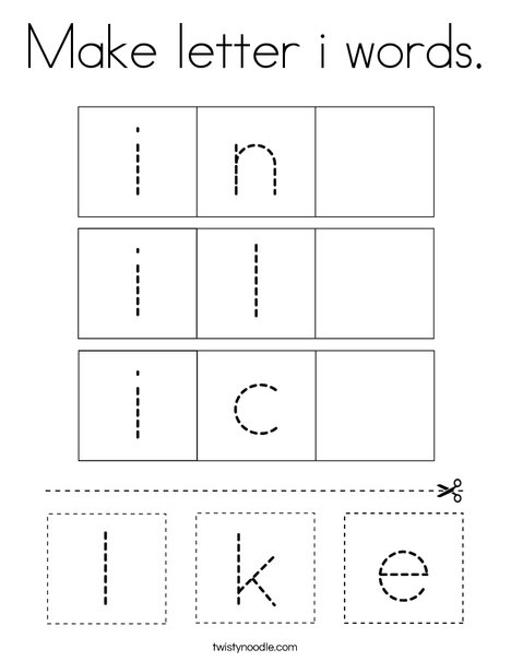 Make letter i words. Coloring Page