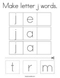 Make letter j words. Coloring Page