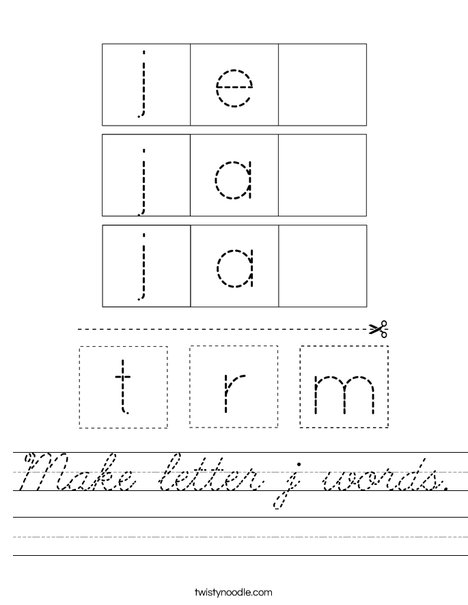 Make letter j words. Worksheet