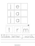 Make letter j words. Worksheet