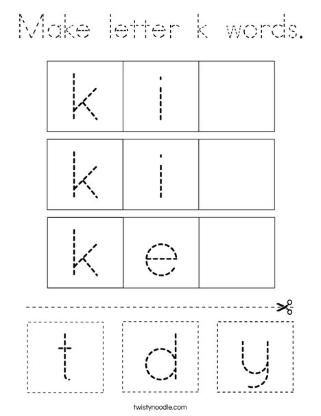 Make letter k words. Coloring Page