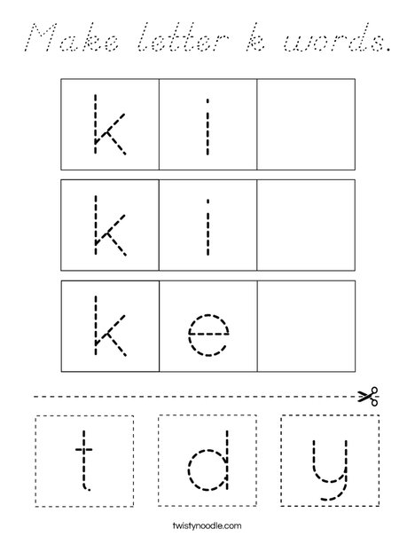 Make letter k words. Coloring Page