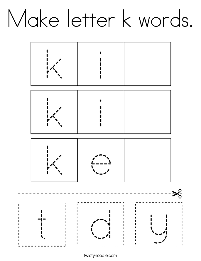 Make letter k words. Coloring Page