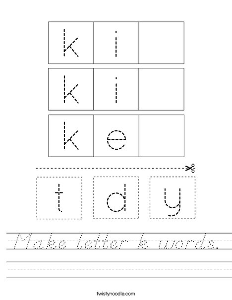 Make letter k words. Worksheet