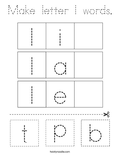 Make letter l words. Coloring Page