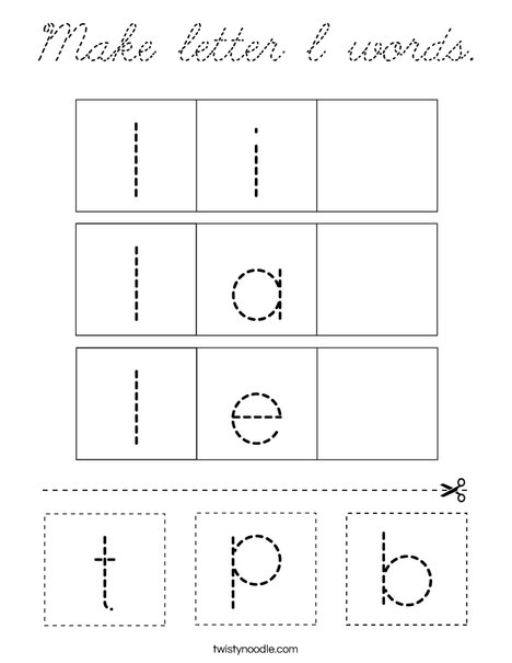Make letter l words. Coloring Page