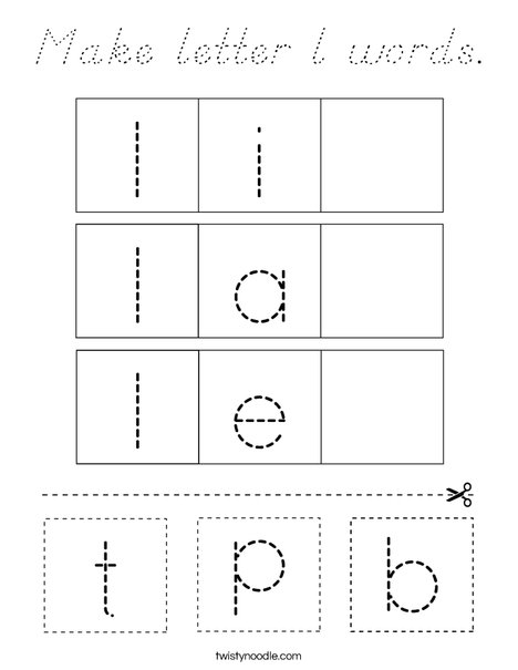 Make letter l words. Coloring Page