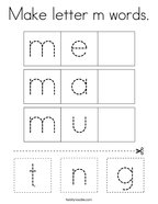 Make letter m words Coloring Page