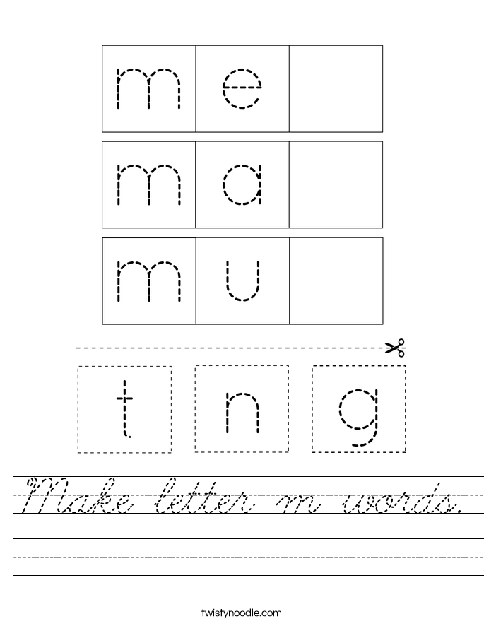 Make letter m words. Worksheet