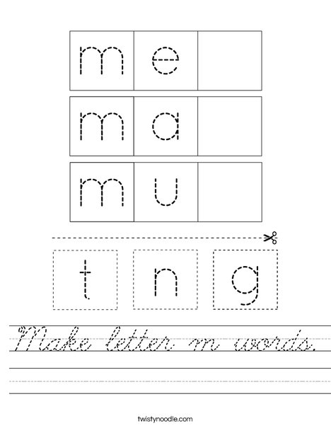 Make letter m words. Worksheet