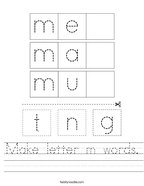 Make letter m words Handwriting Sheet