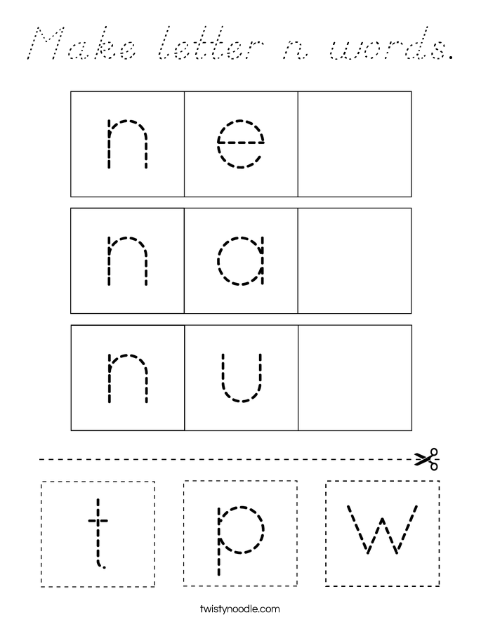 Make letter n words. Coloring Page