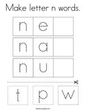 Make letter n words Coloring Page
