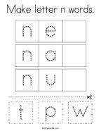 Make letter n words Coloring Page