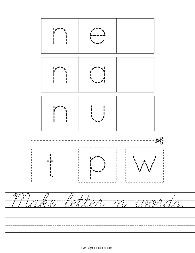 Make letter n words. Worksheet