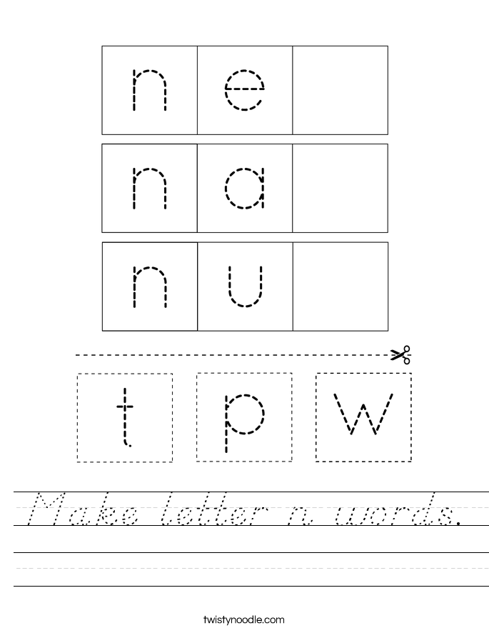 Make letter n words. Worksheet
