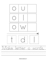 Make letter o words Handwriting Sheet