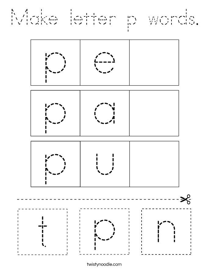 Make letter p words. Coloring Page