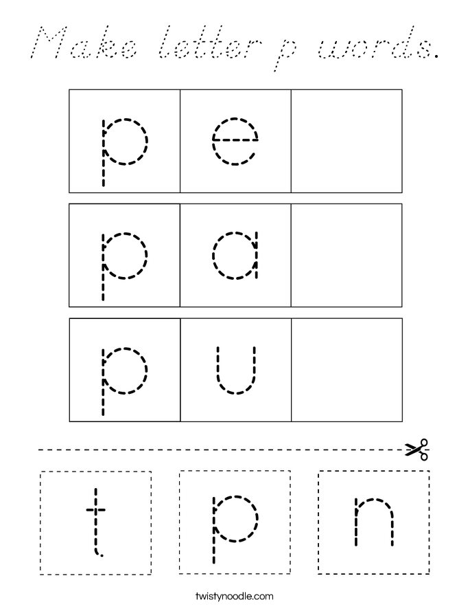 Make letter p words. Coloring Page