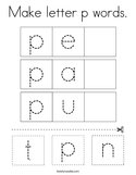 Make letter p words Coloring Page
