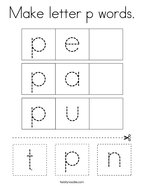 Make letter p words Coloring Page