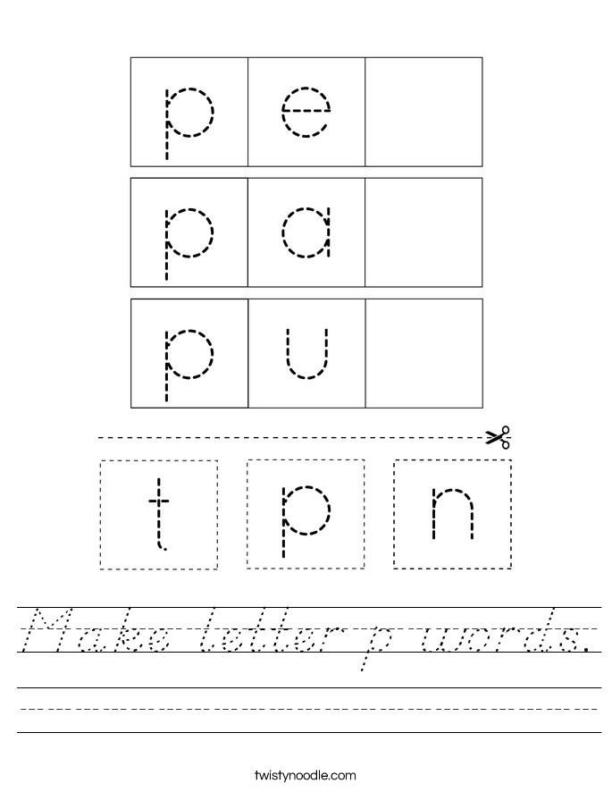 Make letter p words. Worksheet