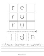 Make letter r words Handwriting Sheet
