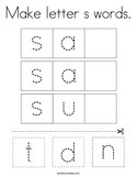 Make letter s words Coloring Page