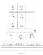 Make letter s words Handwriting Sheet