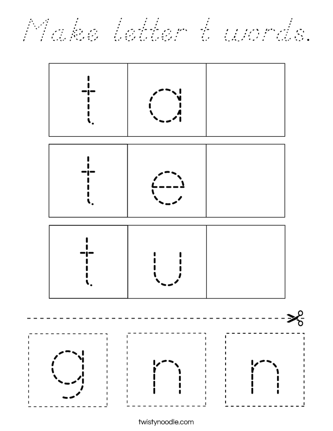 Make letter t words. Coloring Page