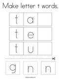 Make letter t words Coloring Page